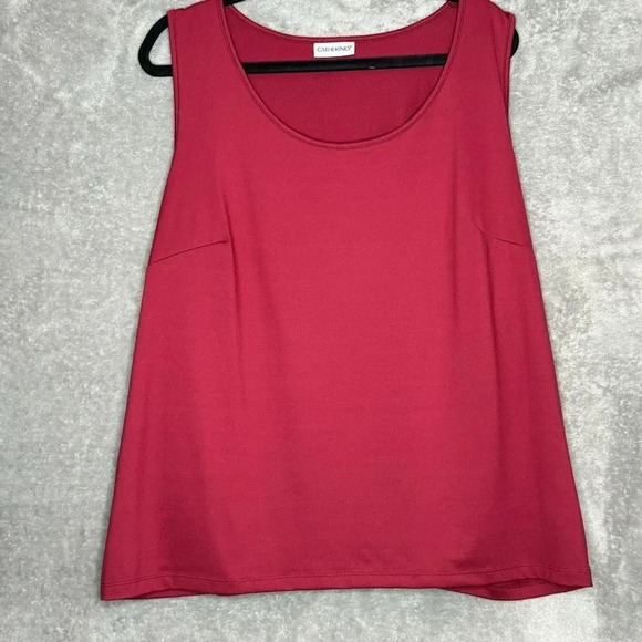 Catherines 1X Shirt‎ Top Burgundy Solid Sleeveless Scoop Neck Stretch Casual - Picture 1 of 5